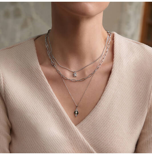  Modern Muse - Necklaces with pendant - Silver / Rhodium plated - Pearl - 50cm